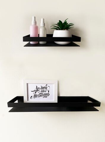 Полка металлическая для ванной комнаты / Полка настенная 25 - 40 см  / Комплект полок BlackSteelOne