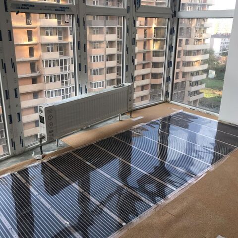 Инфракрасный плёночный теплый комплект для пола ширина 50/80/100 см, под ламинат, с отделкой, Лино, Южная Корея