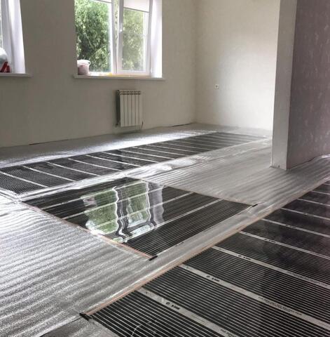 Инфракрасный плёночный теплый комплект для пола ширина 50/80/100 см, под ламинат, с отделкой, Лино, Южная Корея