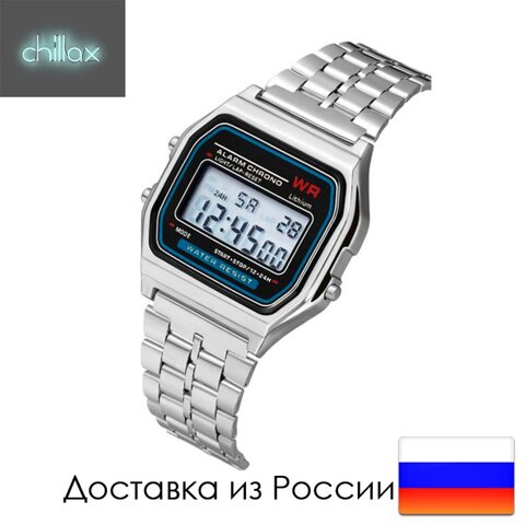 Ретро часы Casio F91W унисекс, винтажные светодиодный цифровые электронные в стиле милитари, со стальным ремешком касио монтана