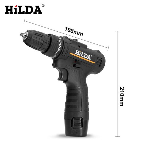 HiLDA Hilda Аккумуляторная Дрель С Литиевым Аккумулятором Электрическая Для Дома 12V Беспроводная Ударная Ручная Дрель